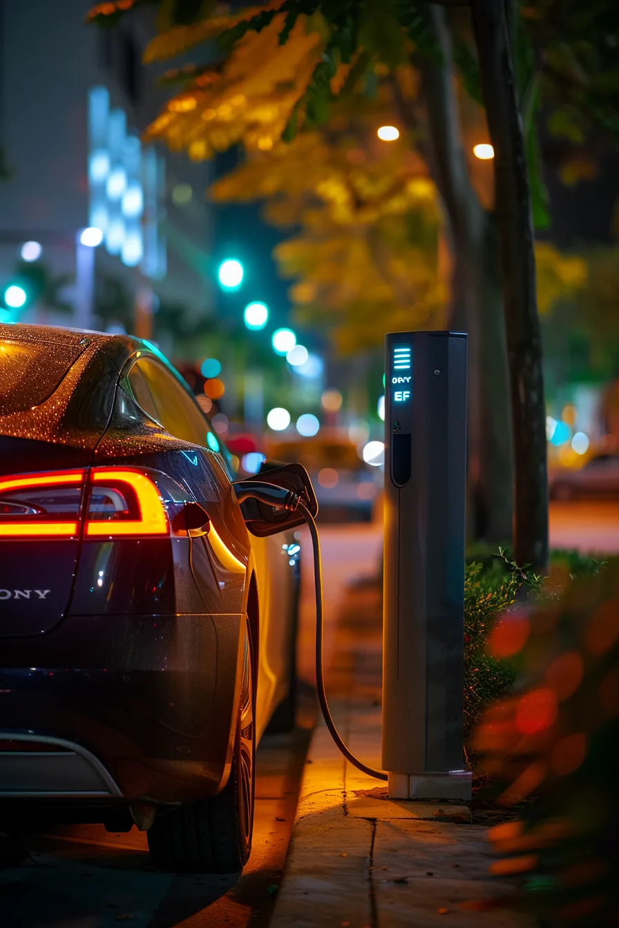 a sleek, modern electric vehicle charging station illuminated by vibrant digital displays, set in a bustling florida urban environment, showcasing the future of on-demand ev charging technology. a sleek, modern electric vehicle charging station illuminated by vibrant digital displays, set in a bustling florida urban environment, showcasing the future of on-demand ev charging technology.