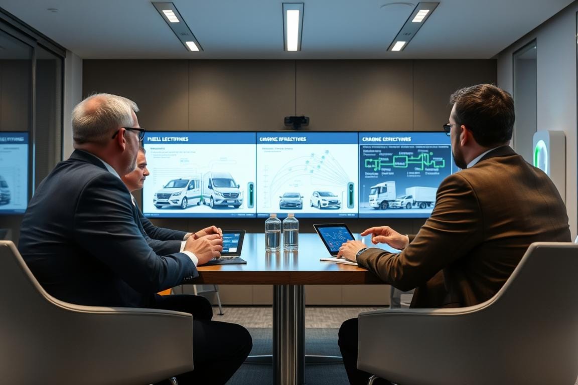 OEM and charging service provider teams collaborating on fleet solutions