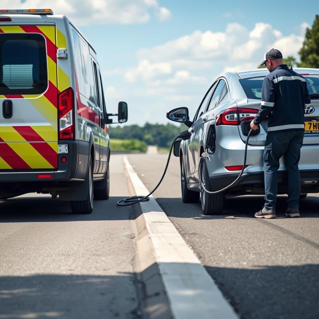 Roadside assistance vehicle equipped with EV charging technology